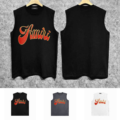 Amiri tank top flame gold letterprinting