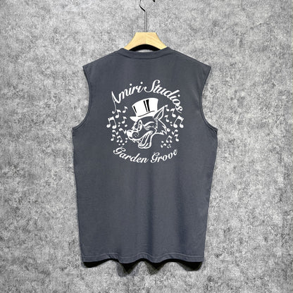 Amiri tank top hat big gray wolf printing