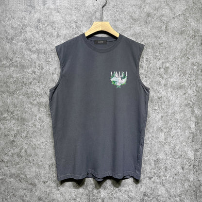 Amiri tank top pink parrot printing