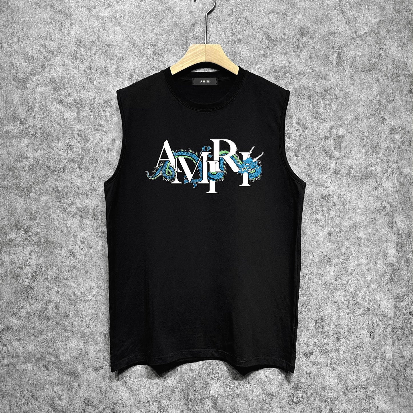 Amiri tank top overlapping letter dragon print