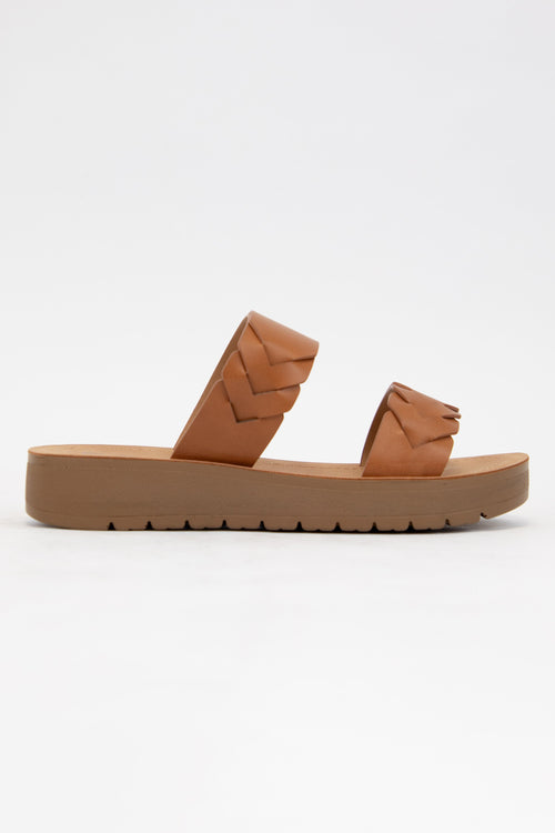(SALE) Braided Double Strap Sandal (Tan)