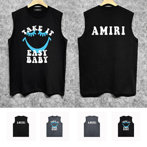 Amiri tank top smiley face printing