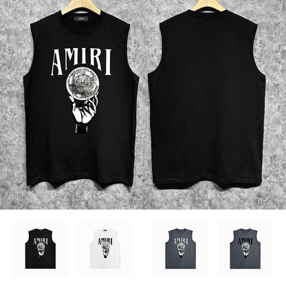 Amiri tank top hand held planet printing