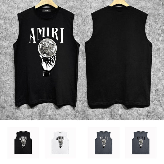 Amiri tank top hand held planet printing