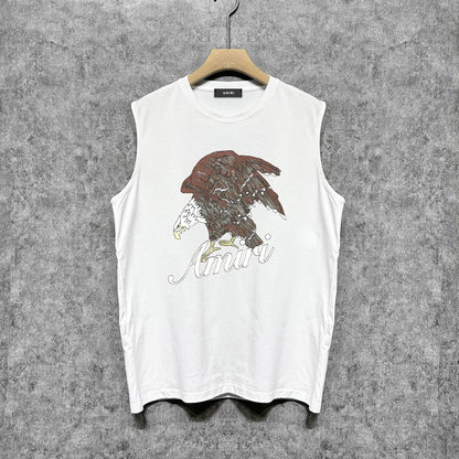 Amiri tank top brown flying eagle print