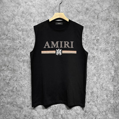 Amiri tank top colorfulletter horizontal stripprinting