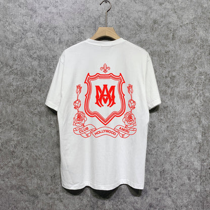 Amiri t shirts flower shield printing short sleeve