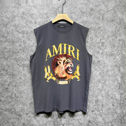 Amiri tank top gold lion print