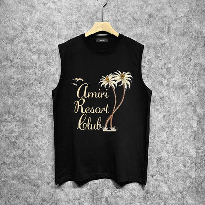 Amiri tank top coconut tree bird printing