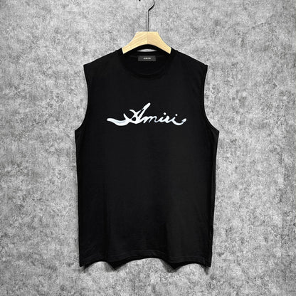 Amiri tank top smoke letter horizontal strip printing