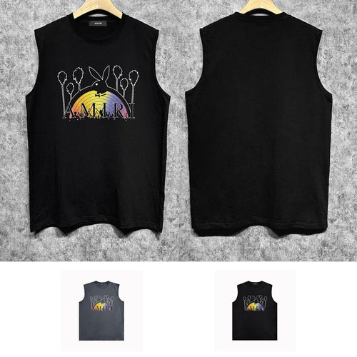 Amiri tank top rabbit rainbow printing