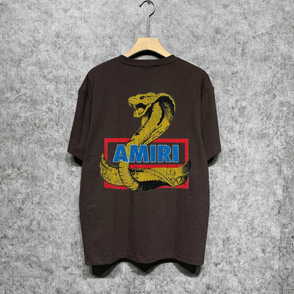 Amiri t shirts king cobra gold printing short sleeve