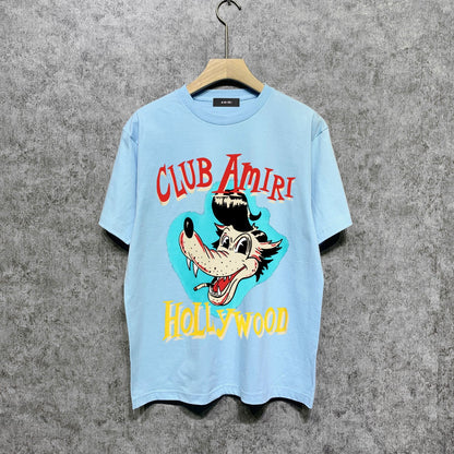 Amiri t shirts smoke gray wolf printing short sleeve