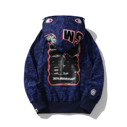 Bathing Ape Hoodie Autumn/Winter Camouflage Shark Hooded Cardigan Sweater Jacket