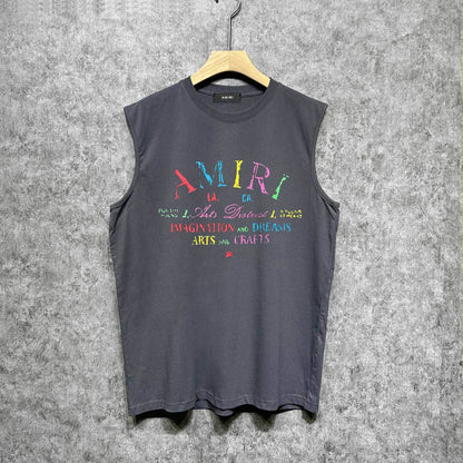 Amiri tank top watercolor cartoon letterprinting