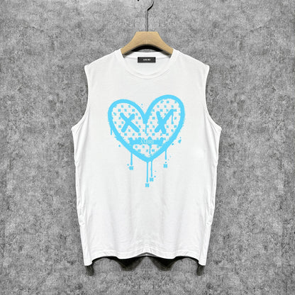 Amiri tank top splash paint heartprinting