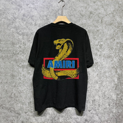 Amiri t shirts king cobra gold printing short sleeve