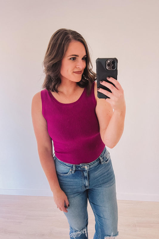 (SALE) Ready For Anything Ribbed Bodysuit (Magenta)