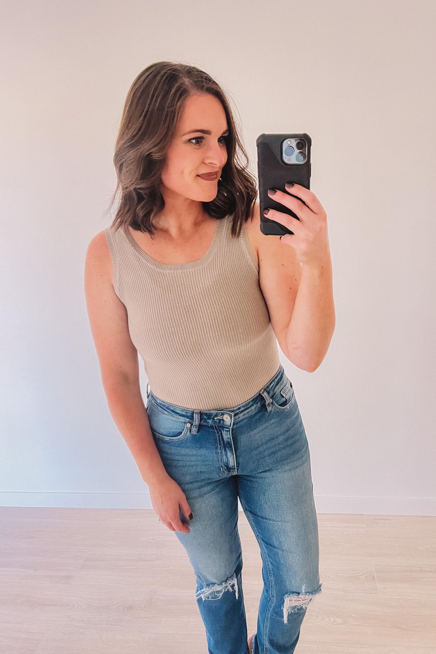 (SALE) Ready For Anything Ribbed Bodysuit (Taupe)